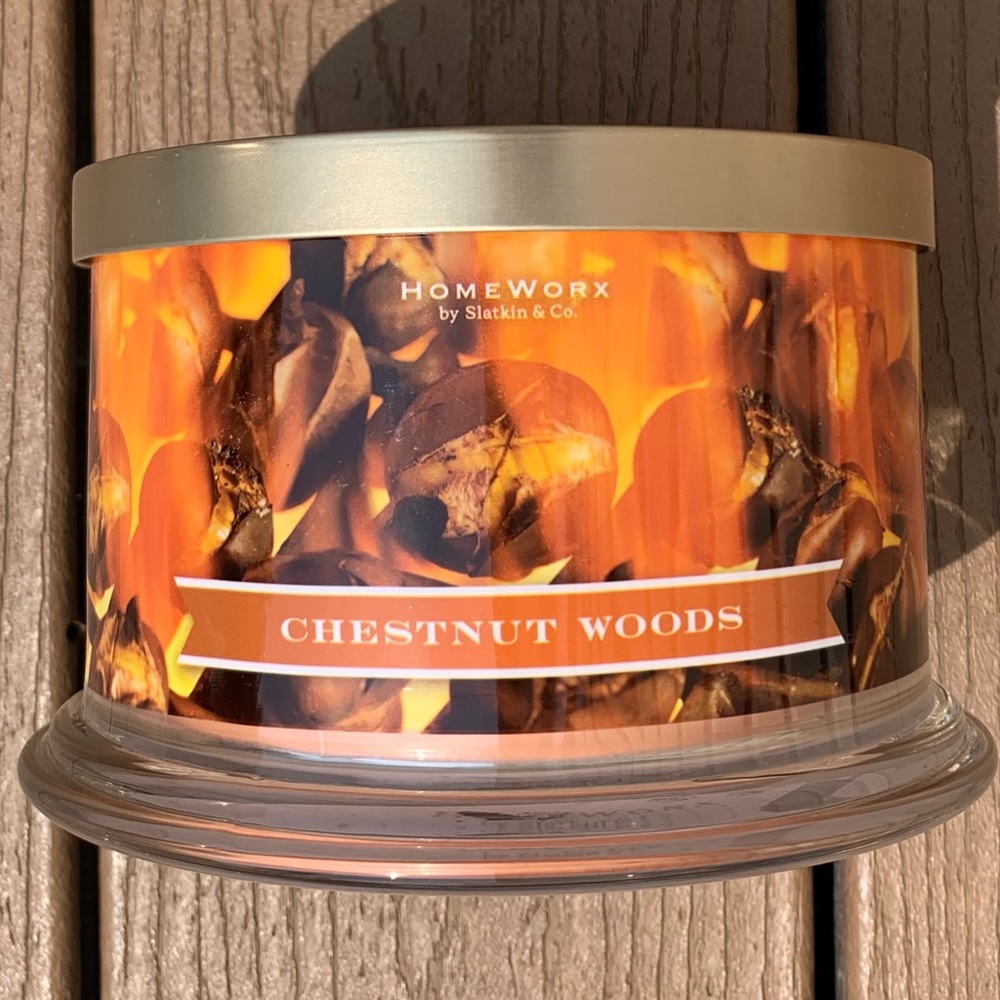 🆕HARRY SLATKIN HOMEWORX CHESTNUT WOODS 4 WICK 18oz CANDLE NWTS!!!